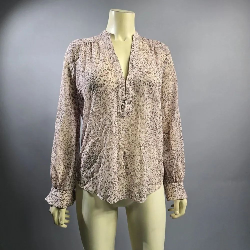 L'AGENCE Pink Leopard Print Blouse R3